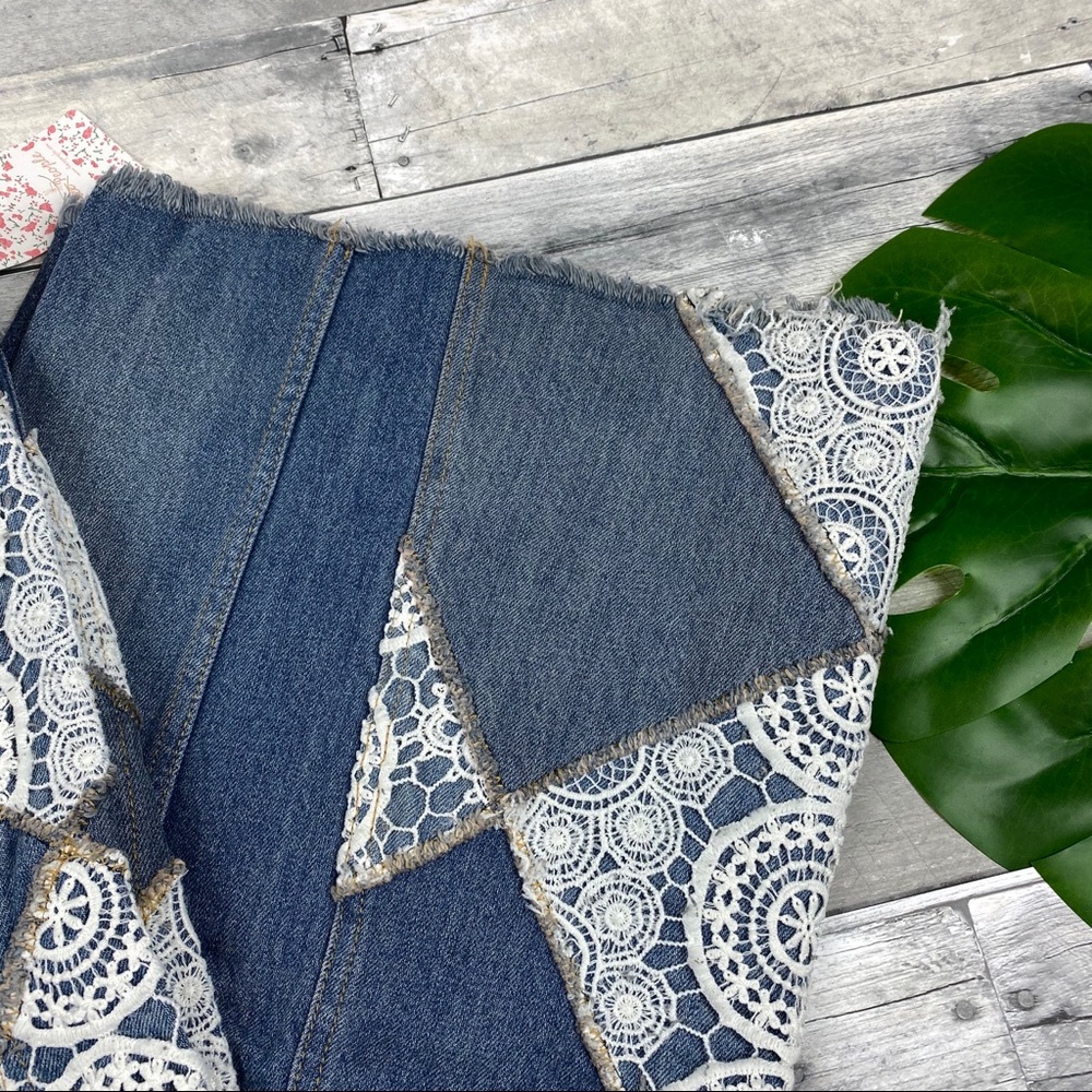 Free People in my element flare jeans patchwork - Picture 2 of 8